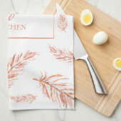 バラフェイク金ゴールドピンク色の羽毛および名前をカスタムする キッチンタオル (四つ折り)