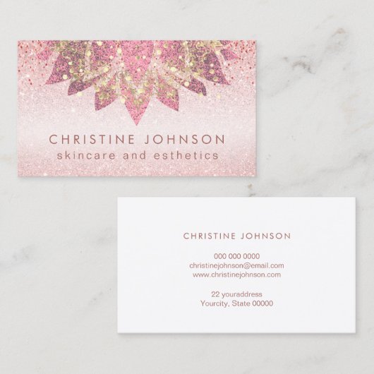 バラフェイク金ゴールドフォイルのスキンケアとエステ 名刺 (正面/裏面)