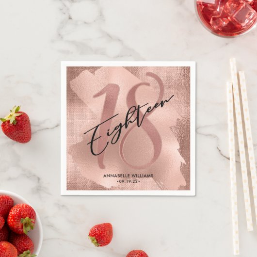 バラフェイク金ゴールドフォイル18誕生日 スタンダードカクテルナプキン (インサイチュ)