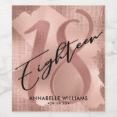 バラフェイク金ゴールドフォイル18誕生日 ワインラベル (シングルラベル)