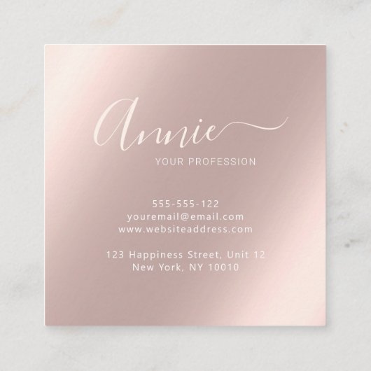 バラフェイク金ゴールドフォイ輝くル女性アーティスト スクエア名刺 (裏面)