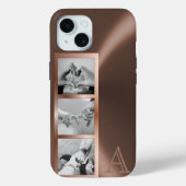 バラフェイク金ゴールドメタリック3フォトコラージモノグラム Case-Mate iPhoneケース (裏面)
