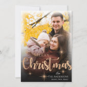 バラフェイク金ゴールドメリークリスマスフォト シーズンカード (正面)