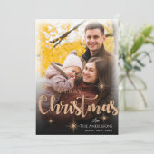 バラフェイク金ゴールドメリークリスマスフォト シーズンカード (スタンド正面)