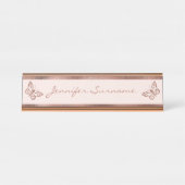 バラフェイク金ゴールドルックライク蝶&文字 デスクネームプレート (正面)