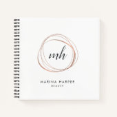 バラフェイク金ゴールド抽象芸術モノグラム ノートブック (正面)