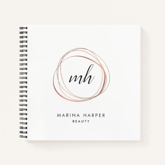 バラフェイク金ゴールド抽象芸術モノグラム ノートブック (正面)