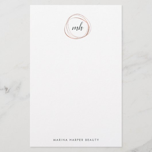 バラフェイク金ゴールド抽象芸術モノグラム 便箋 (正面)