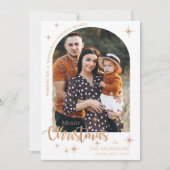 バラフェイク金ゴールド数々の家族の写真メリークリスマス シーズンカード (正面)