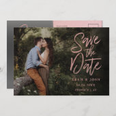 バラフェイク金ゴールド日付ポストカードの保存 セーブザデート (正面/裏面)