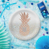 バラフェイク金ゴールド箔パイナップルフェイクグリッター ペーパープレート (パーティー)