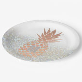 バラフェイク金ゴールド箔パイナップルフェイクグリッター ペーパープレート (アングル)