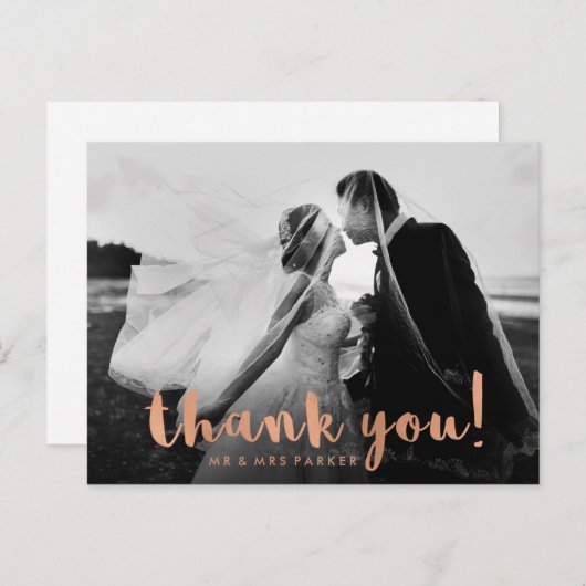 バラフェイク金ゴールド結婚の写真に感謝 ポストカード (正面/裏面)
