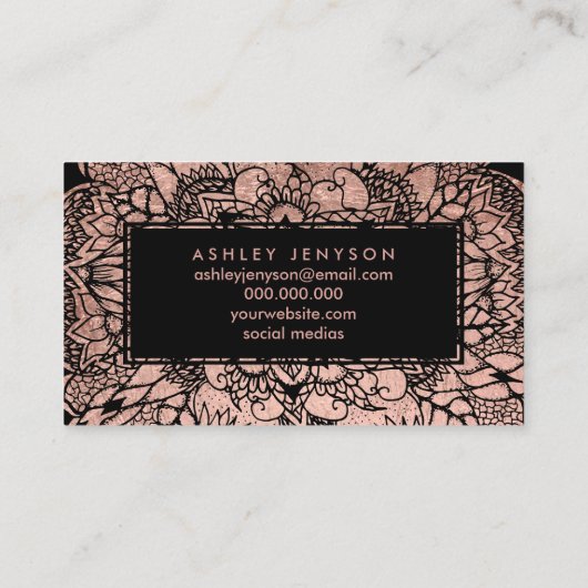 バラフェイク金ゴールドbohoフローラマンダラマッサージ 名刺 (裏面)