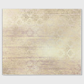 バラフォキシアーメタリックダマスク金ゴールドウッドピンク ラッピングペーパー (フラット)