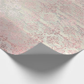 バラフォキシアーメタリックダマスク金ゴールドウッドピンク ラッピングペーパー (角)