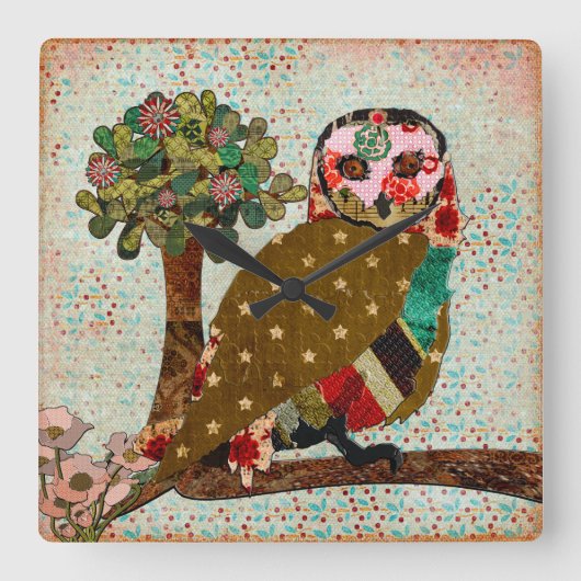 バラフクロウ壁時計 スクエア壁時計 (正面)