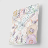 バラフラスオンヴィンテージレトロアンティークリネンレース スクエア壁時計 (傾斜)