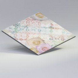 バラフラスオンヴィンテージレトロアンティークリネンレース タイル