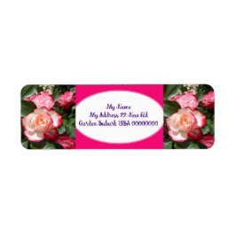 バラフラワーアートレッドホワイト差出人住所ラベル ラベル