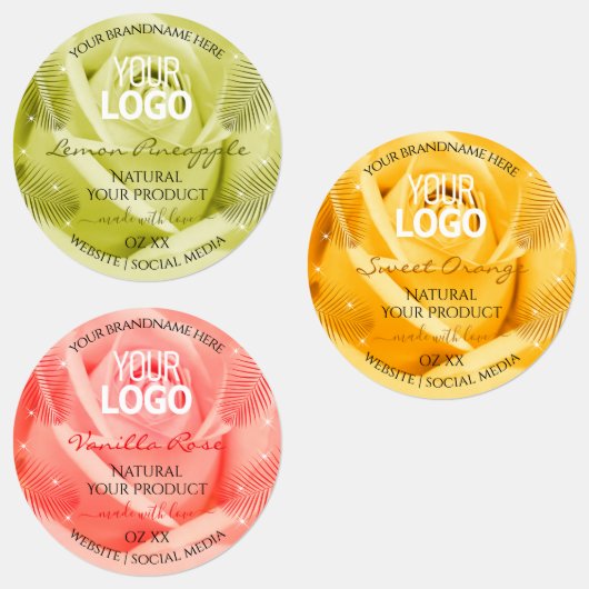 バラフラワーイエローオレンジピンク製品ラベルのロゴ ラベル (グループ)