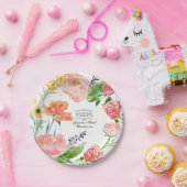 バラフラワーウォーターカラーピーチピンクリース結婚ズ ペーパープレート (パーティー)