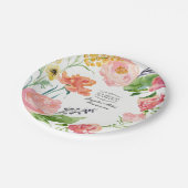 バラフラワーウォーターカラーピーチピンクリース結婚ズ ペーパープレート (アングル)