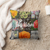 バラフラワーカクティフォトコラージュブロッサムスクリプト クッション (ブランケット)