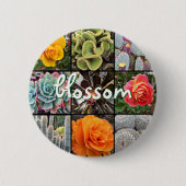 バラフラワーカクティフォトコラージュブロッサムスクリプト 缶バッジ (正面)