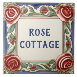 バラフラワーカスタムハウスネームプレート標識 タイル