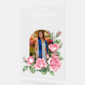 バラフラワーガーデン写真卒業へようこそ アクリルサイン (傾斜)