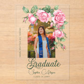 バラフラワーガーデン写真卒業招待状 アクリル招待状 (正面)