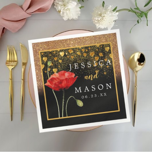 バラフラワーグリッター結婚ズカクテルナプキンス スタンダードカクテルナプキン