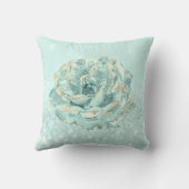 バラフラワーティファニーミントアクアグリッターコテージ クッション (裏面)