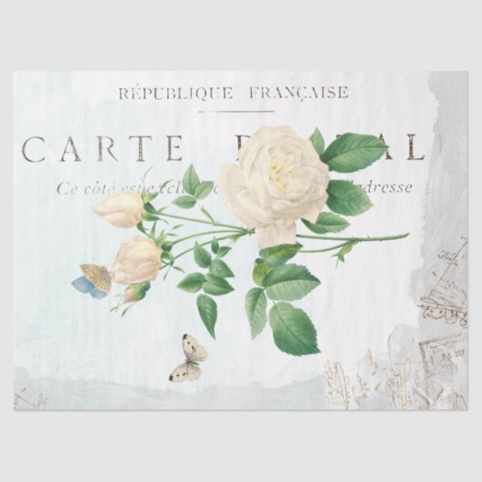 バラフラワーバタフライカルテポストアルブ絵を描ルー 薄葉紙 (正面)