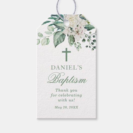 バラフラワーバプテスマ ギフトタグ (正面)