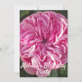 バラフラワーピンク誕生日子供ガールズ招待状 招待状 (正面)