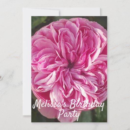 バラフラワーピンク誕生日子供ガールズ招待状 招待状 (正面)