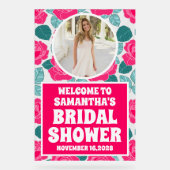 バラフラワーフォトブライダルシャワーへようこそ アクリルサイン (正面)