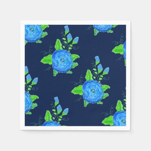 バラフラワープリント スタンダードカクテルナプキン (正面)