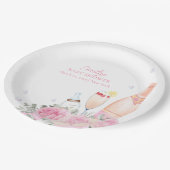 バラフラワーポピンシャンパンボトルベビーシャワー ペーパープレート (アングル)