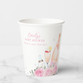 バラフラワーポピンシャンパンボトルベビーシャワー 紙コップ
