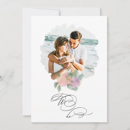 *～*バラフラワー写真RSVP + QR AR6 結婚の招待 招待状 (正面)