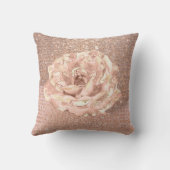 バラフラワー赤面スキニースパークグリッターピーチメタル クッション (裏面)