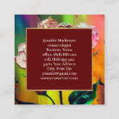 バラフラワー金ゴールドかわいらしピンクAI生成 スクエア名刺 (裏面)