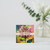 バラフラワー金ゴールドかわいらしピンクAI生成 スクエア名刺 (スタンド正面)