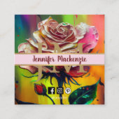 バラフラワー金ゴールドかわいらしピンクAI生成 スクエア名刺 (正面)