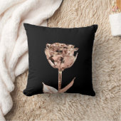 バラフラワー銅金ゴールドブラックラックスメタリックホワイト クッション (ブランケット)