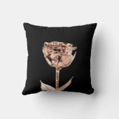 バラフラワー銅金ゴールドブラックラックスメタリックホワイト クッション (裏面)