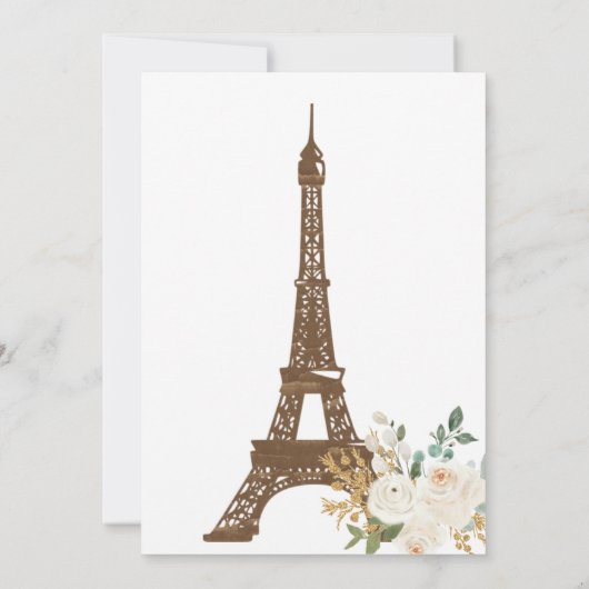 バラフランスのエッフェルタワーウェディング日付を保存 セーブザデート (裏面)